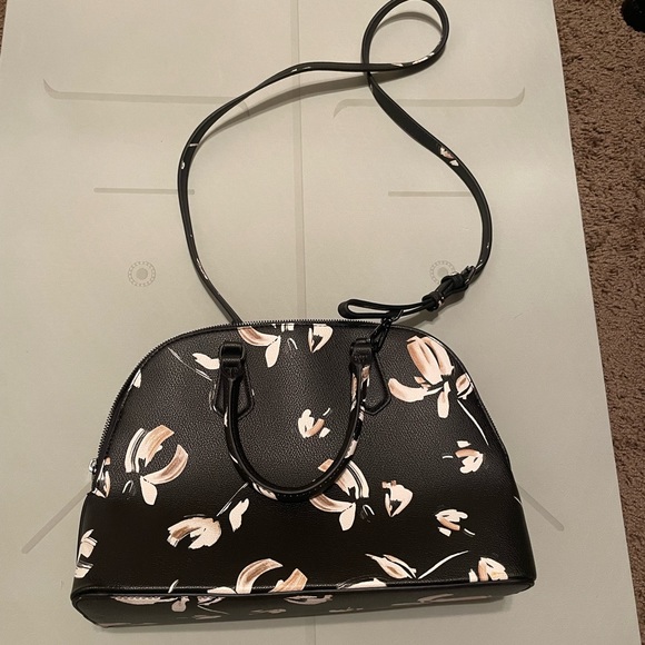 A New Day Black Floral Satchel Purse NWOT - Picture 2 of 10